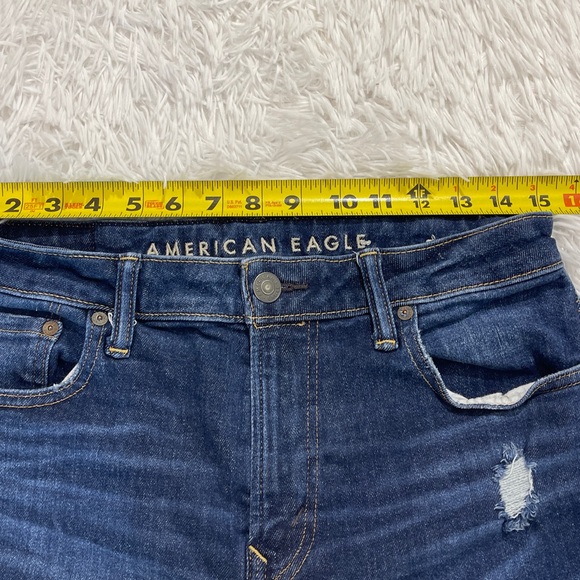 American Eagle OUTFITTERS CUTOFFS MENS SIZE 30 Dark Blue Distressed DENIM - Picture 2 of 8